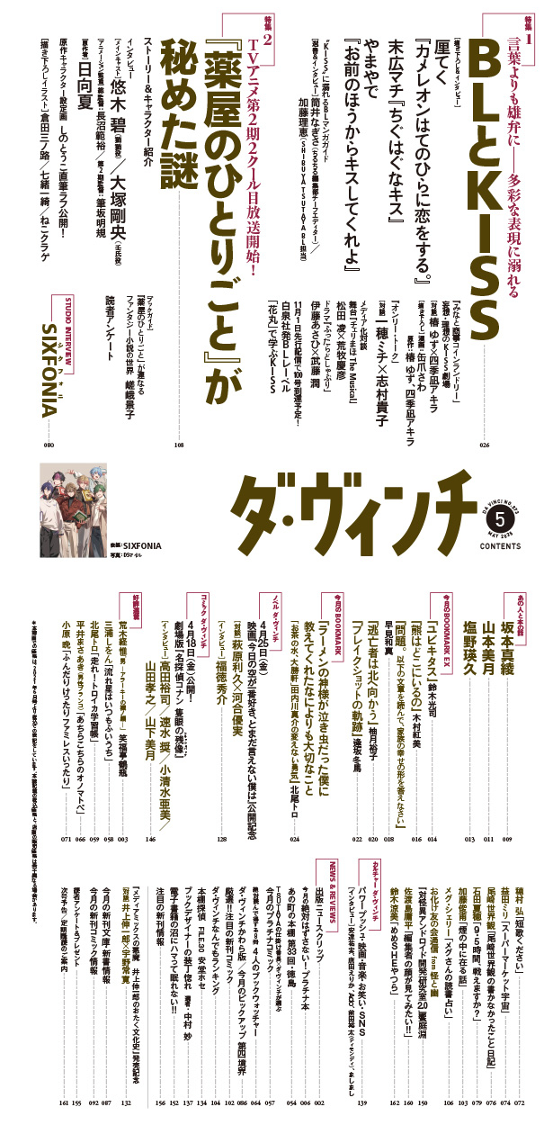 ダ・ヴィンチ2025年5月号目次
