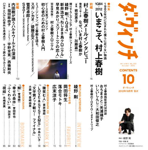 ダ・ヴィンチ2012年10月号目次