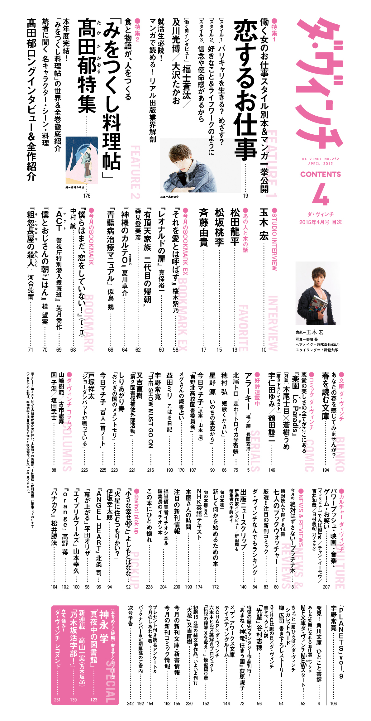 ダ・ヴィンチ2015年4月号目次
