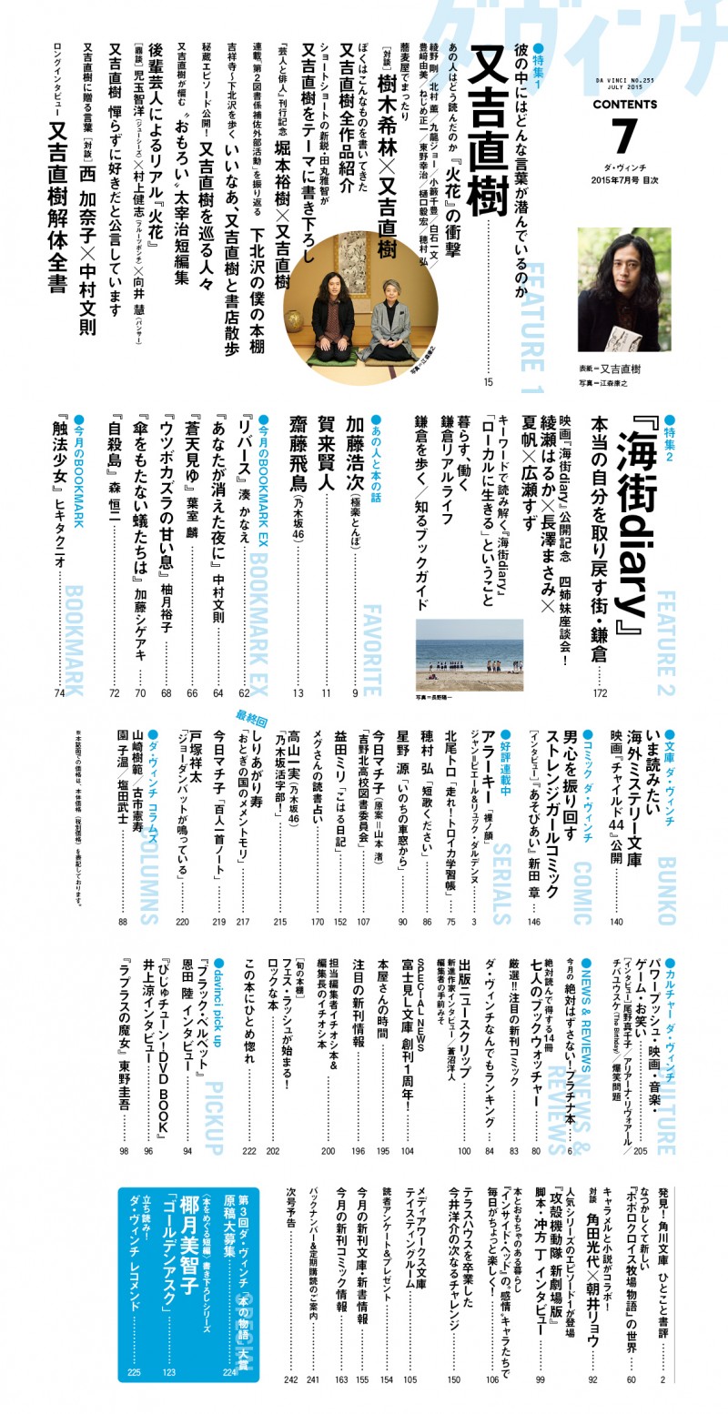 ダ・ヴィンチ2015年7月号目次