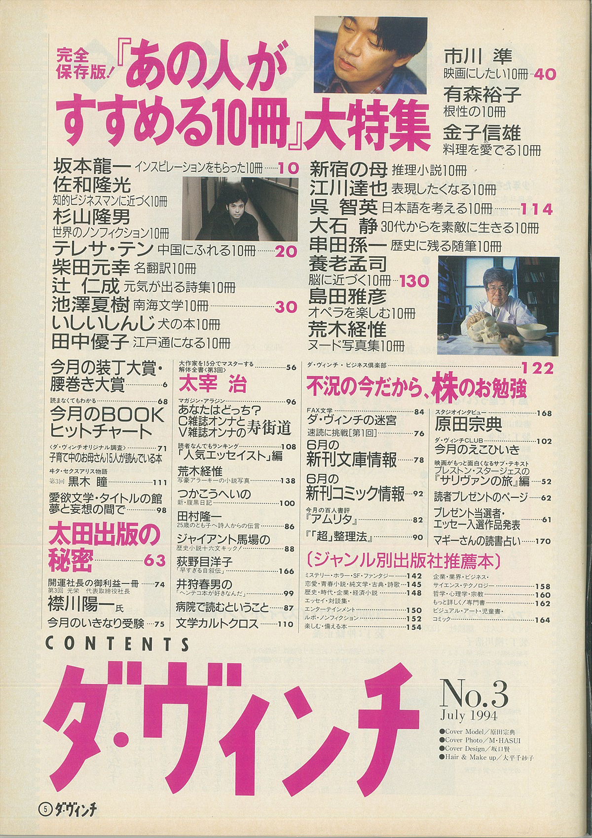 ダ・ヴィンチ1994年7月号目次