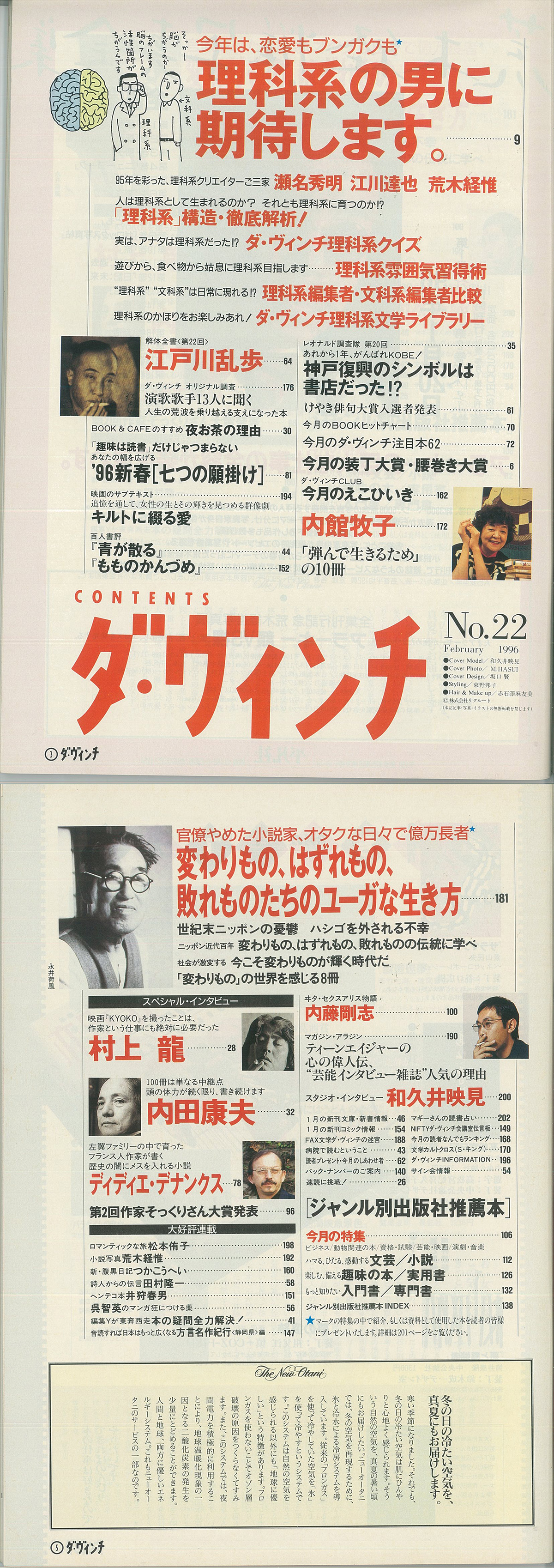 ダ・ヴィンチ1996年2月号目次