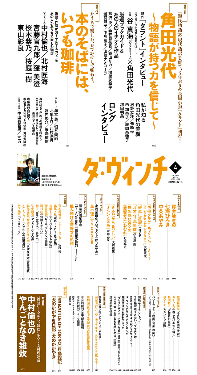 ダ・ヴィンチ2022年4月号目次