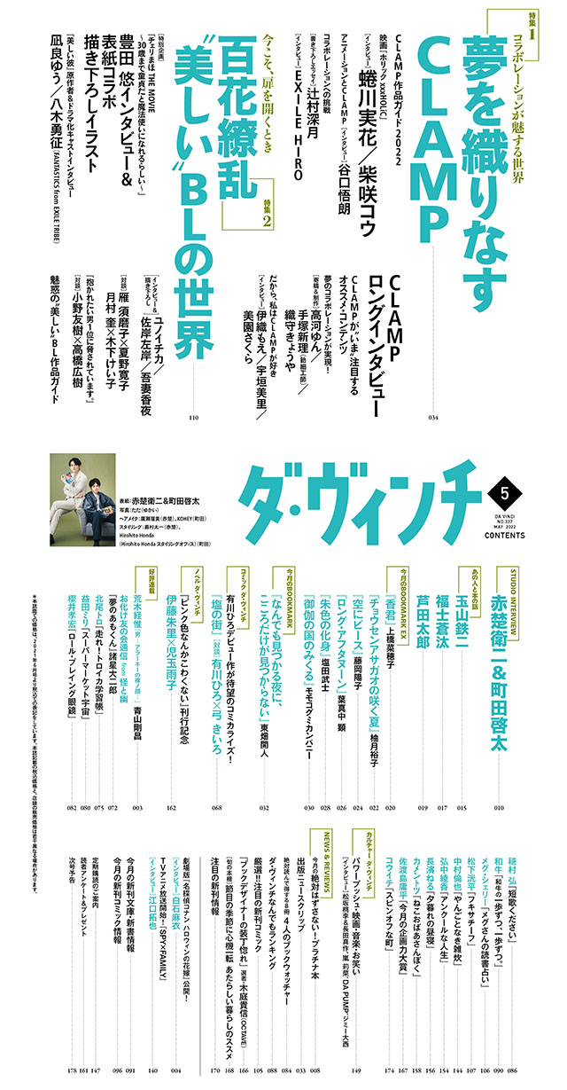 ダ・ヴィンチ2022年5月号目次