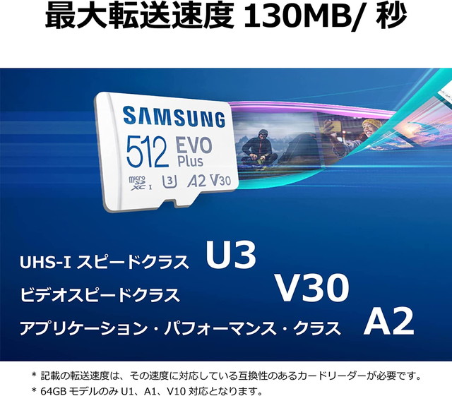 Samsung microSDカード 128GB EVO Plus microSDXC UHS-I U3 最大転送速度130MB/秒 Nintendo Switch 動作確認済 MB-MC128KA/EC 国内正規保証品