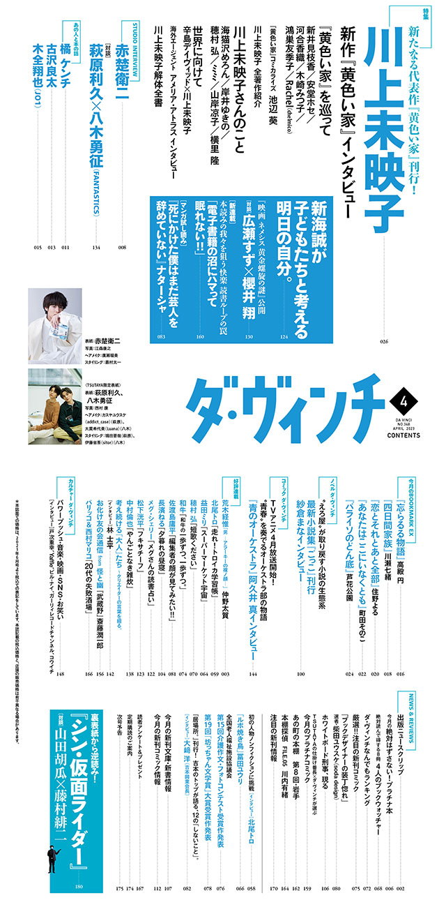 ダ・ヴィンチ2023年4月号目次