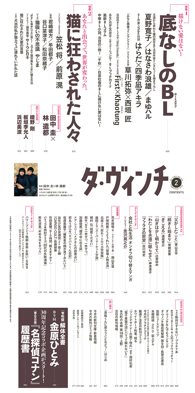 ダ・ヴィンチ2024年2月号目次
