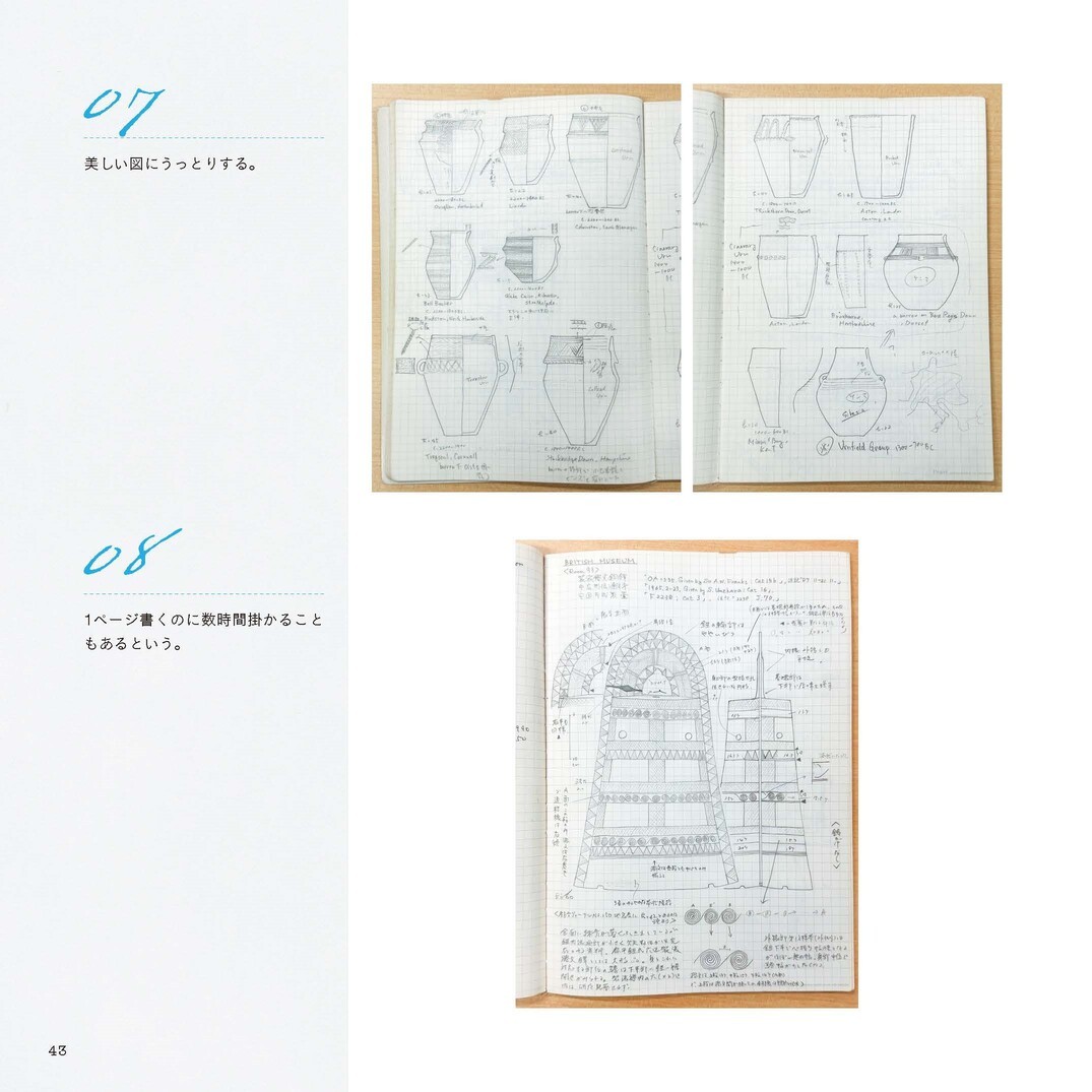 考古学者・石川日出志先生の美しいスケッチが描かれたノートP43